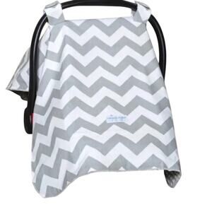 Soft Carseat Canopy Gray White Chevron Stripe Warm Hook Loop Baby Car Seat Cover